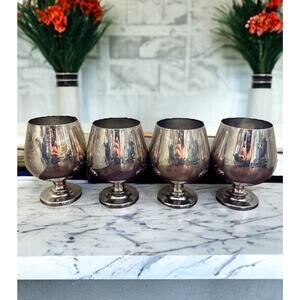 Lot of 4 6" Vintage Poole Silver Co Silverplate EPCA 832 Chalice/Goblet 11.75oz